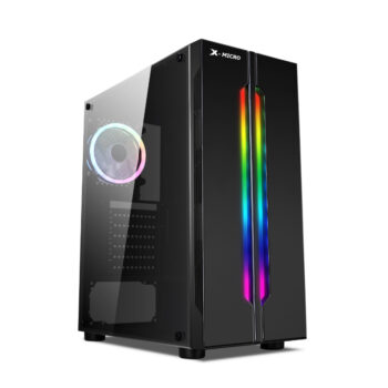CASE GAMING X-MICRO (S8) VIDRIO TEMPERADO/2XABANICO/ARGB/SIN FUENTE/NEGRO