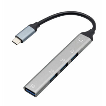 HUB EXTERNO UNNO (HB1013SV) 4 PUERTOS USB -C A USB-A (DESC)